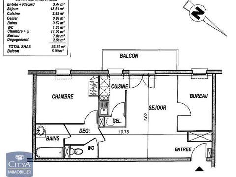   Location Appartement Appartement - 2 pi�ce(s) - 51 m�