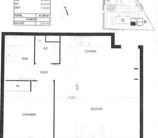  Appartement � louer 2 pi�ces 47 m�