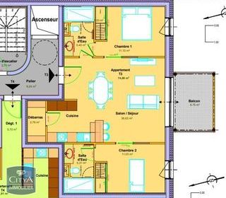  Appartement � vendre 3 pi�ces 74 m�