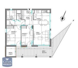  Appartement � vendre 3 pi�ces 70 m�