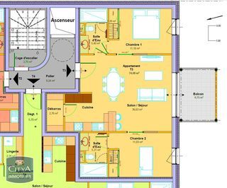  Appartement � vendre 3 pi�ces 74 m�