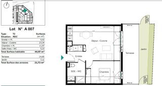  Appartement � vendre 2 pi�ces 45 m�