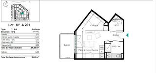  Appartement � vendre 1 pi�ce 34 m�