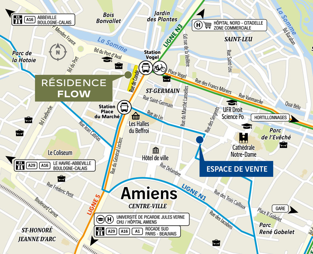 Située au n°7 de la rue de Condé à Amiens, le long des b....