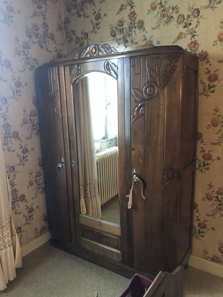Ensemble cadre de lit armoire chevet bois massif 150 Lamagdelaine (46)