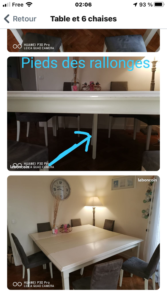 Table en merisier massif 350 Groslay (95)