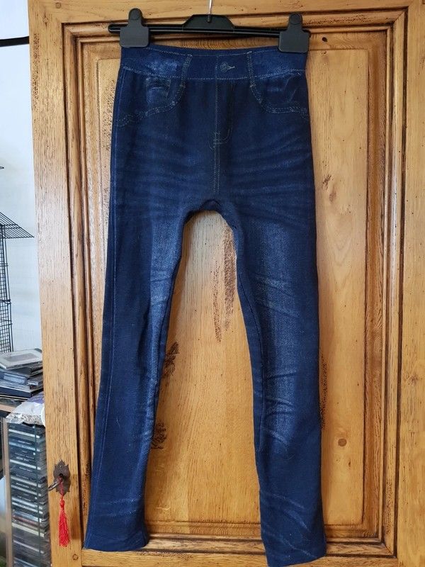Leggings bleu jean imprim� jean molletonn� mesure taille a p 7 Viriat (01)