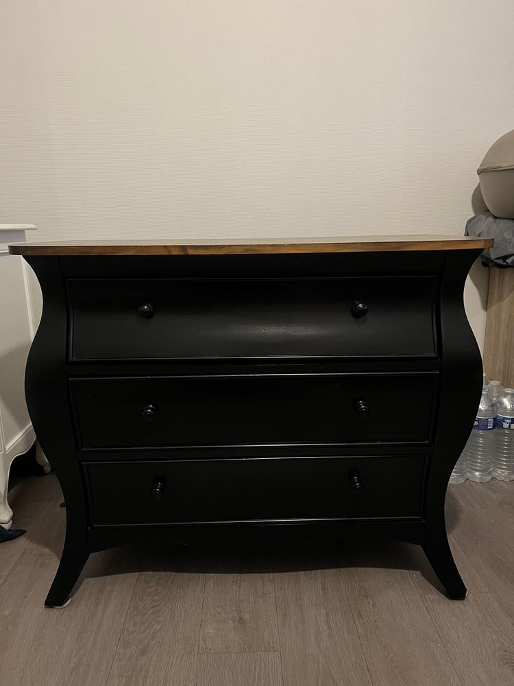 Commode noire style baroque 100 Trilport (77)