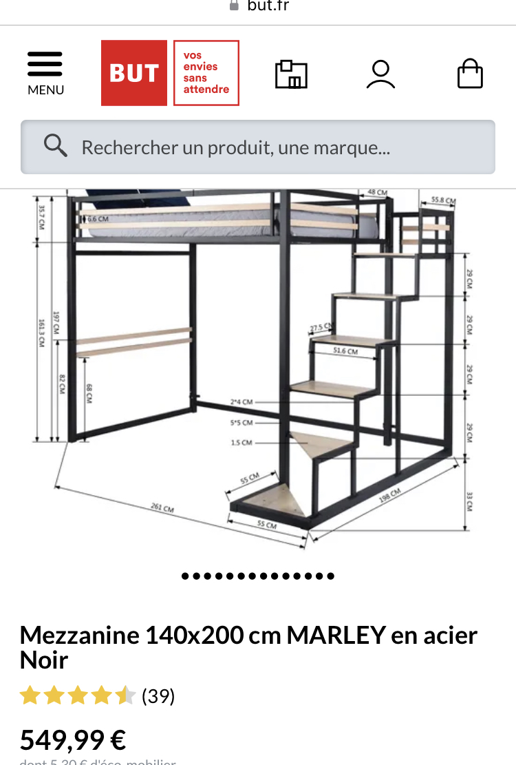 Lit mezzanine 2 personnes 200 Saint-Sulpice-de-Pommeray (41)