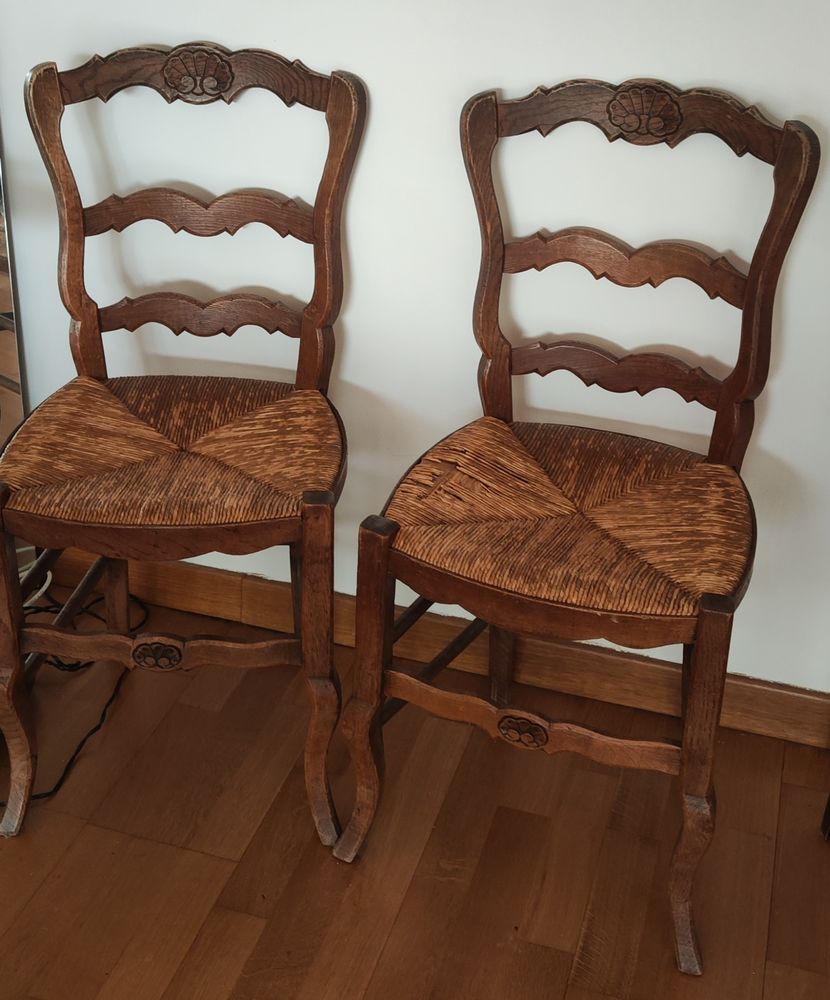 5 chaises de salon bois avec assise en paille 20 Caen (14)