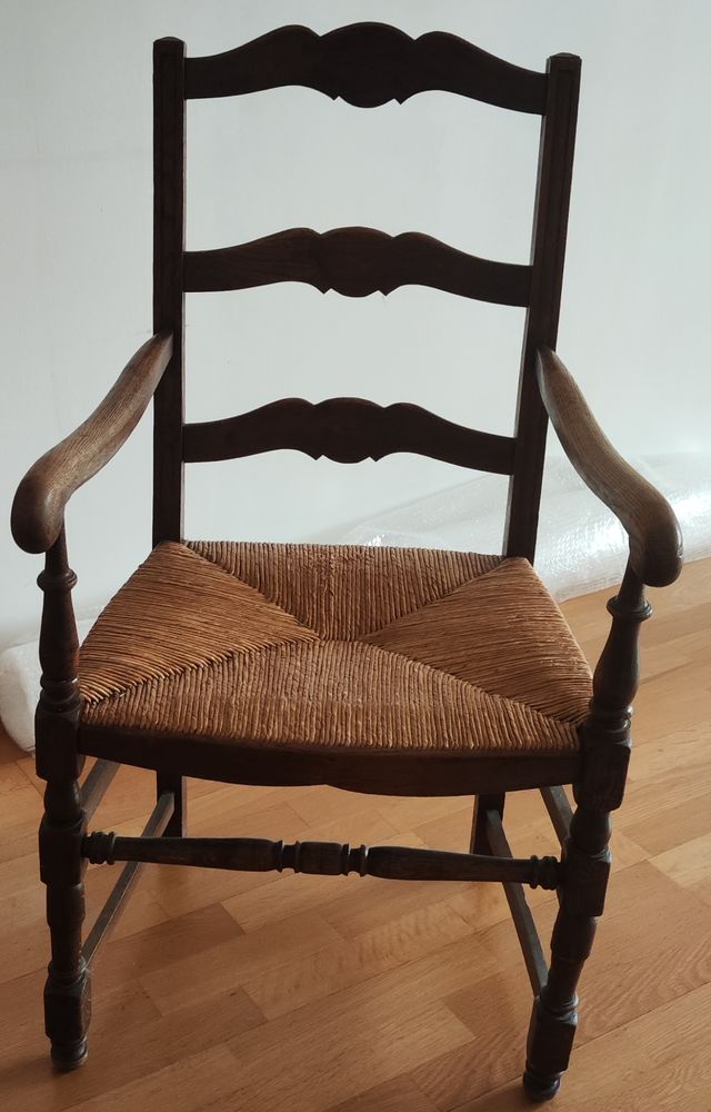 Fauteuil de salon bois assise en paille 30 Caen (14)