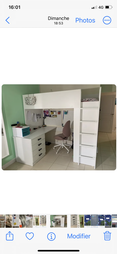 Lit mezzanine IKEA 90x200 avec bureau et armoire int�gr�s 200 Marseille 9 (13)