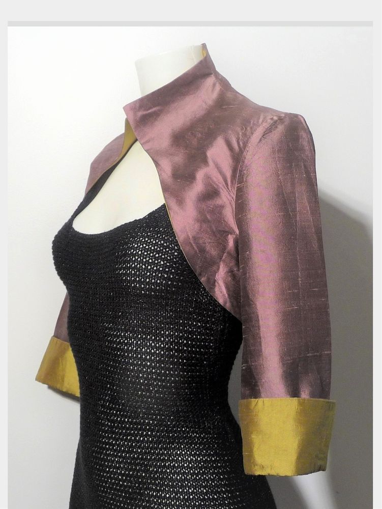 Bol�ro/ Veste Courte 100% Soie Violet et Anis et Manches 3/4 70 Paris 15 (75)