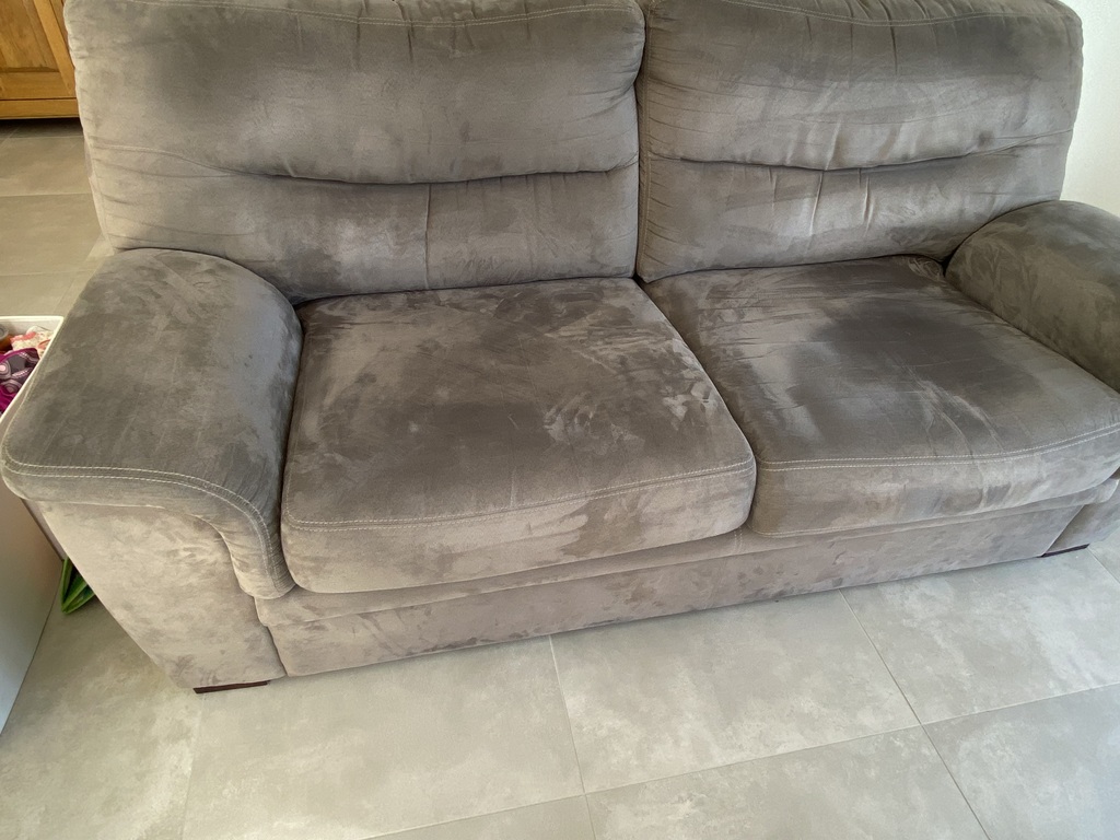 Canap� deux places confortable en tissu gris 80 Combronde (63)