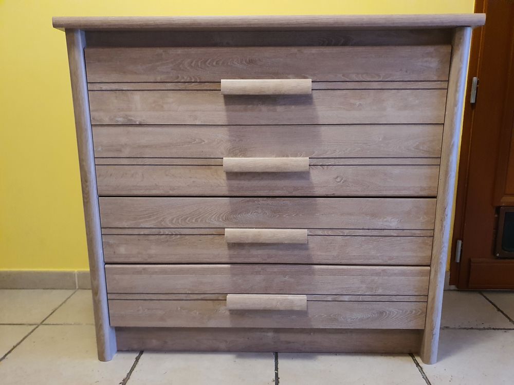 Commode 4 tiroirs couleur ch�ne gris 60 Bellefond (21)