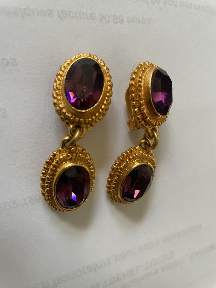 BO Clip pendante ovale perl�e Dor�e + strass Fuchsia/Fuchsia 65 Vigneux-sur-Seine (91)