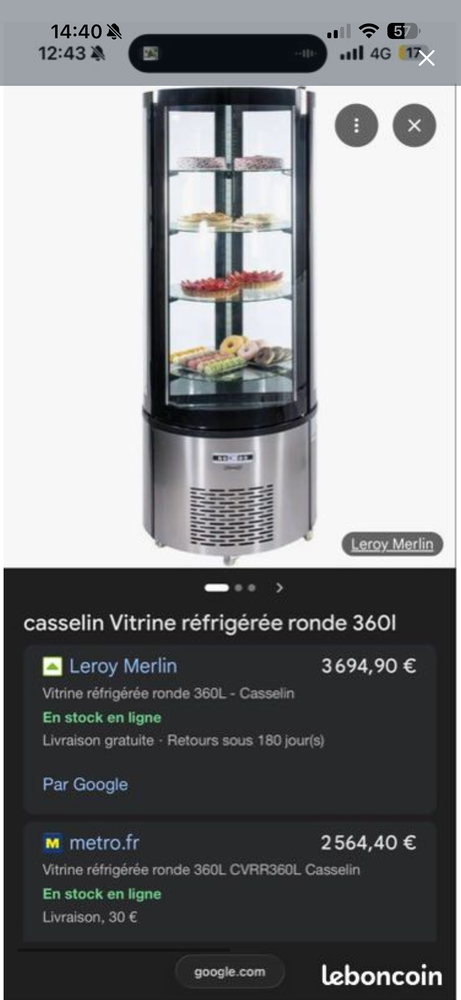 Vitrine r�frig�r� 1200 Paris 8 (75)